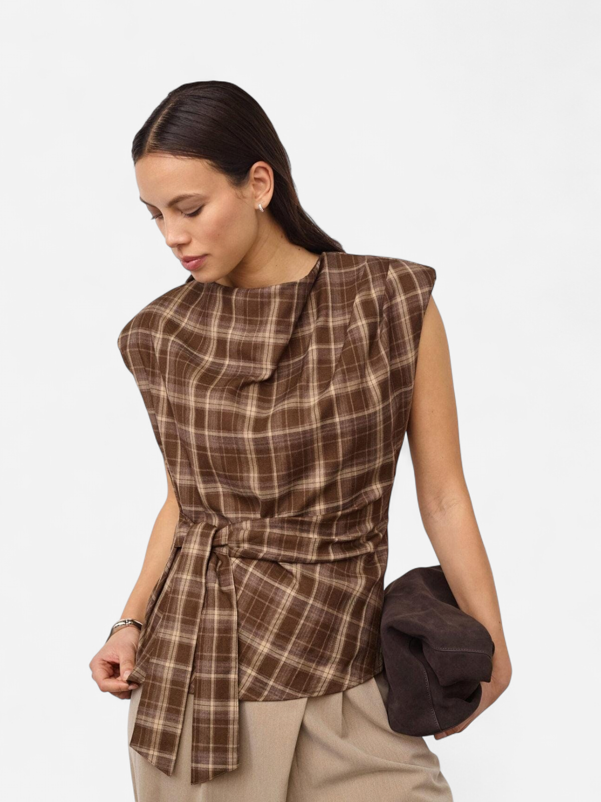 DAGNYCC CHECK PLEAT TOP RUSKEA RUUTU - Kekäle.fi