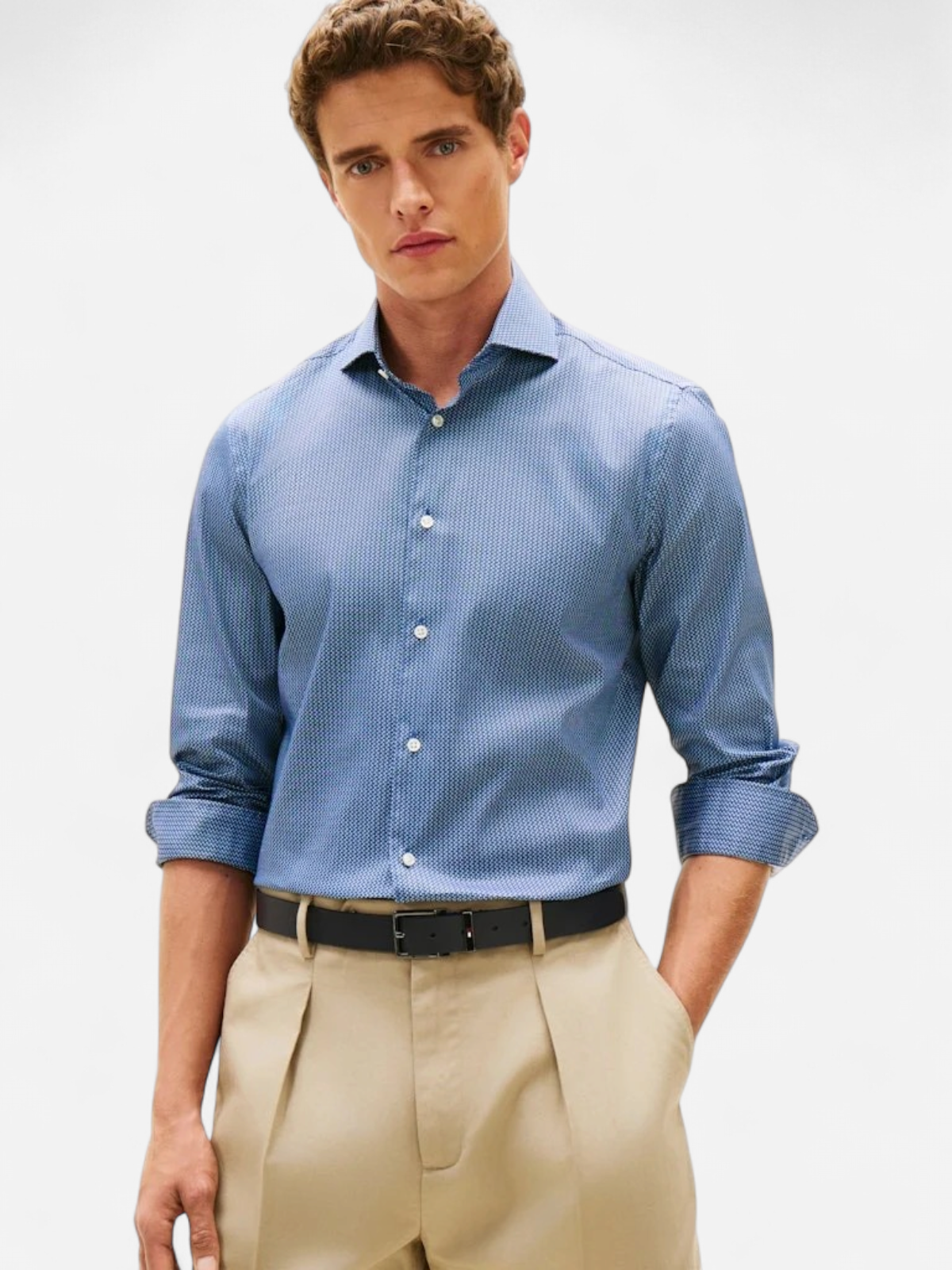 Tommy Hilfiger miesten kauluspaita DC Flex Collar Mini Texture, sininen kuosi - Kekäle.fi