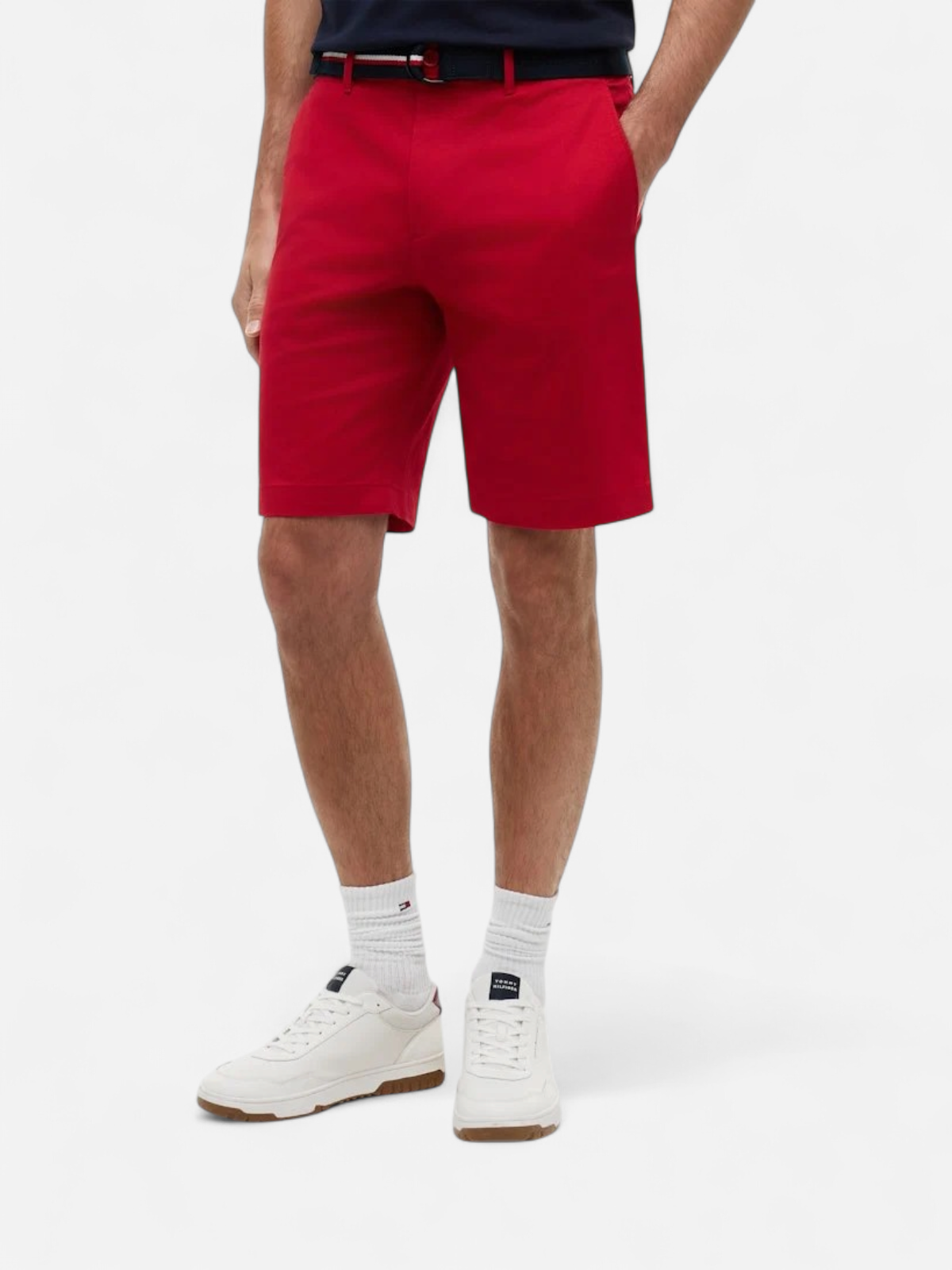 Tommy Hilfiger miesten shortsit Denton 9.5 Inc ESS Twill W/ Belt, punainen - Kekäle.fi