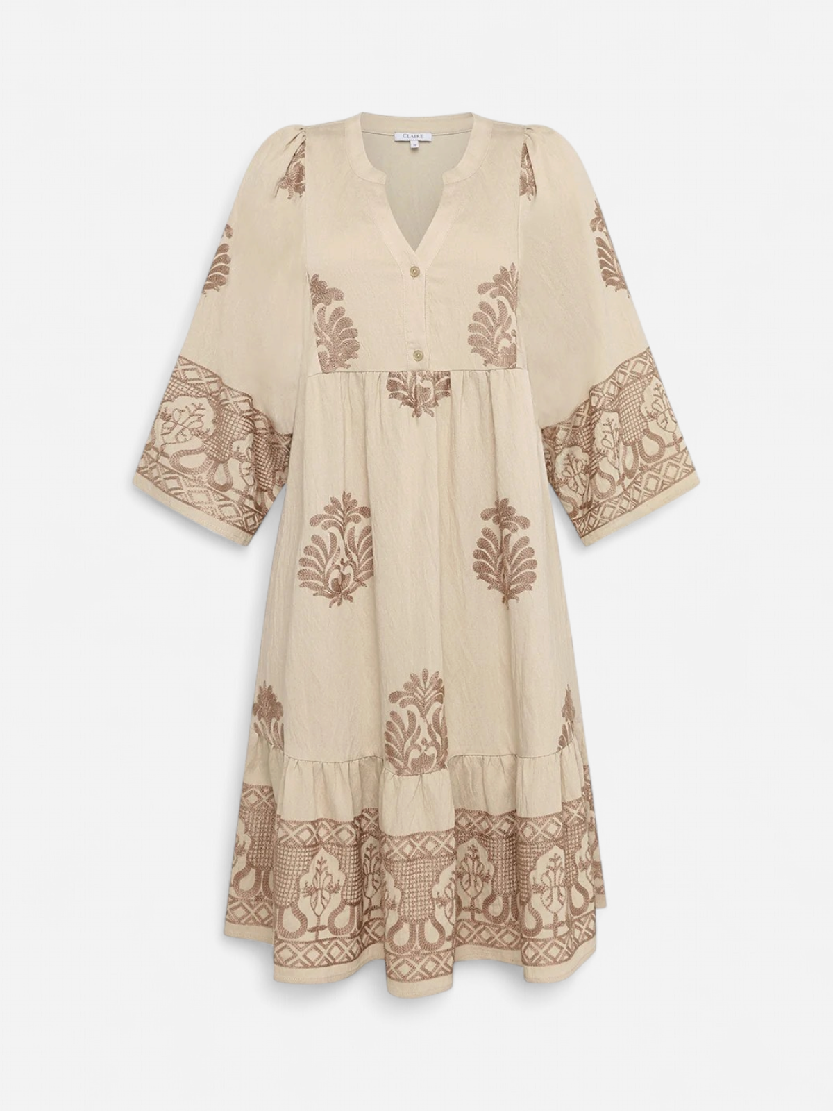 Claire mekko Ditta Dress, kuosillinen beige - Kekäle.fi