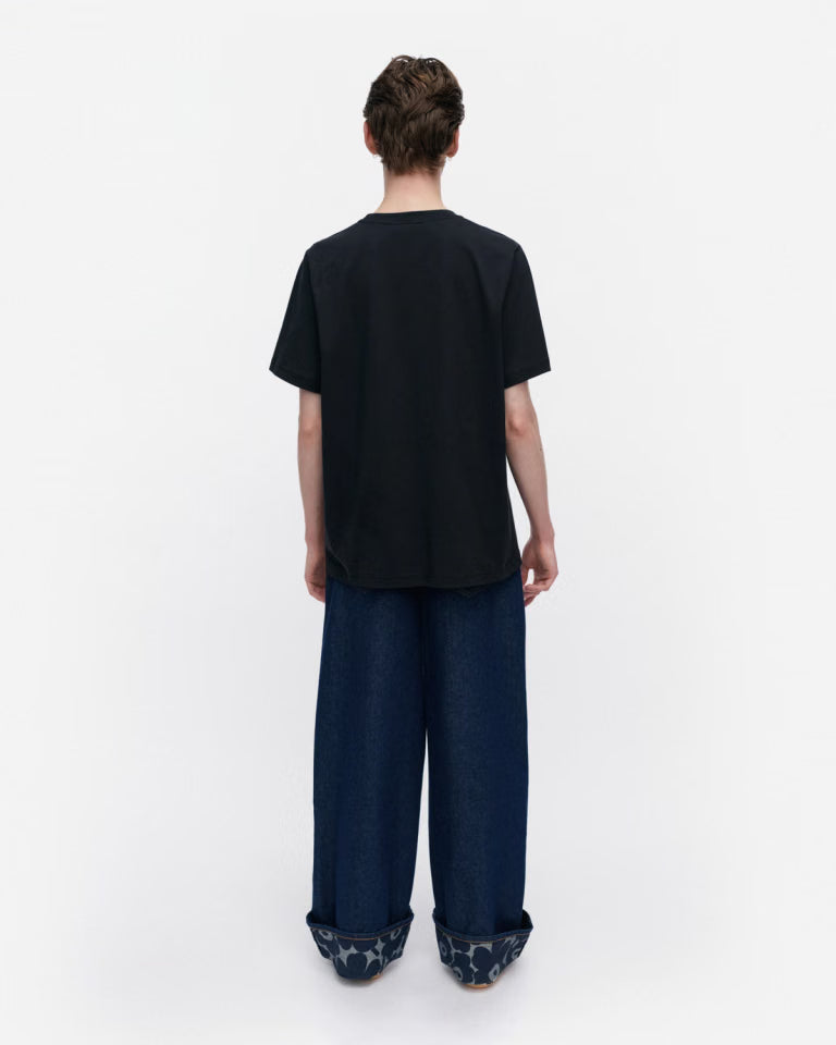 Marimekko unisex t-paita Embla Unikko Placement Kioski, musta kuosi