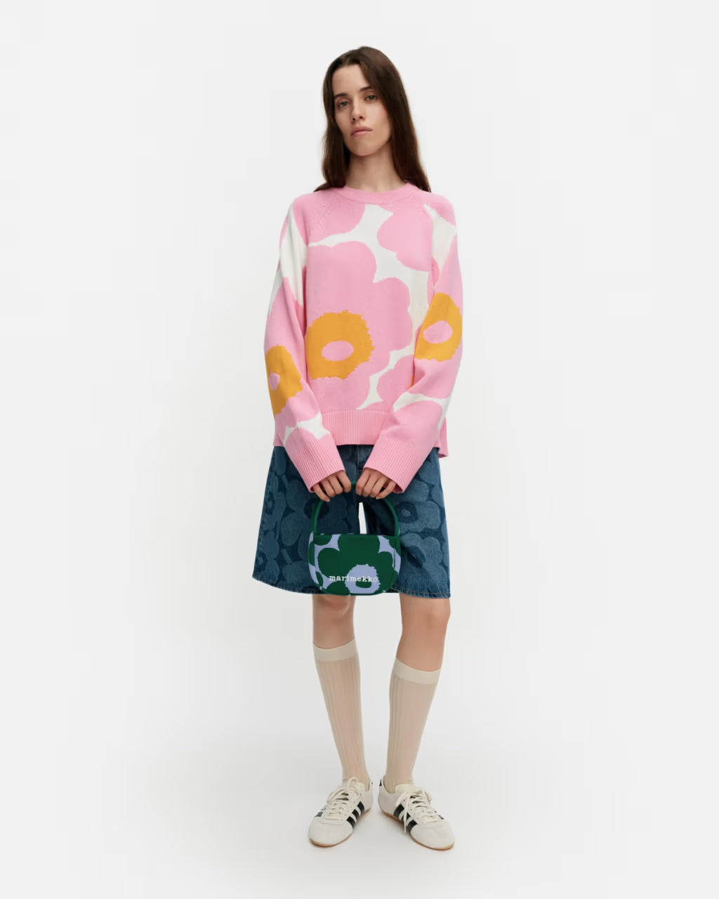 Marimekko naisten neulepusero Loitsu Unikko neulepusero, vaaleanpunainen kuosi