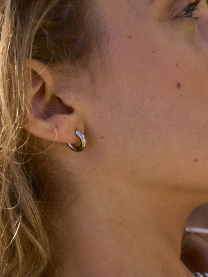 Edblad korvakorut, CHUNKY HOOPS S STEEL 14mm Hopeanharmaa