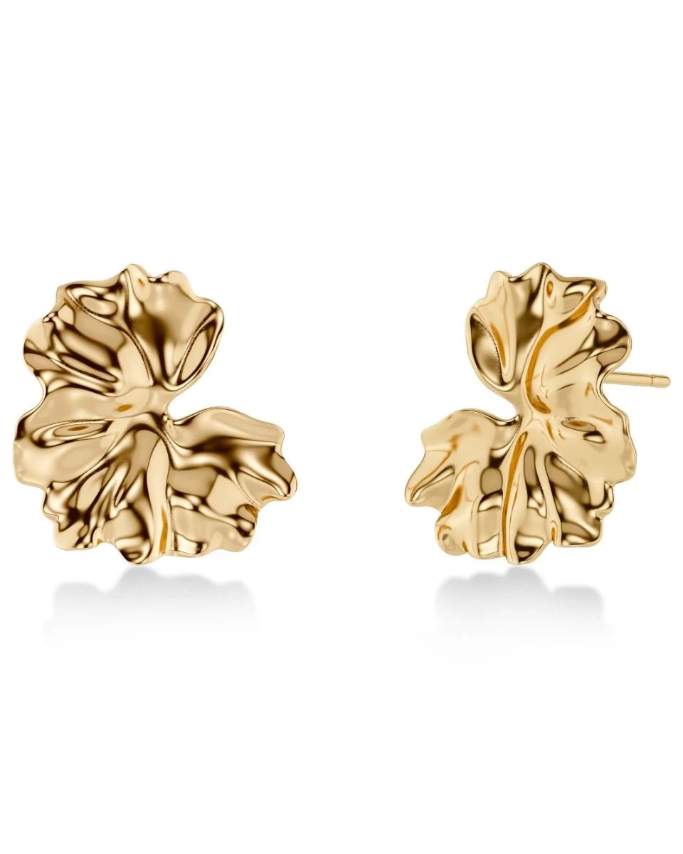 Edblad korvakorut Gerana Studs L, Gold pleated
