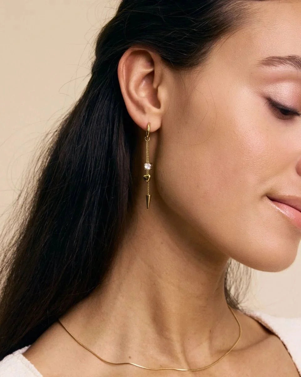 Edblad naisten korvakorut Peak Hoops Multi Heart, Gold