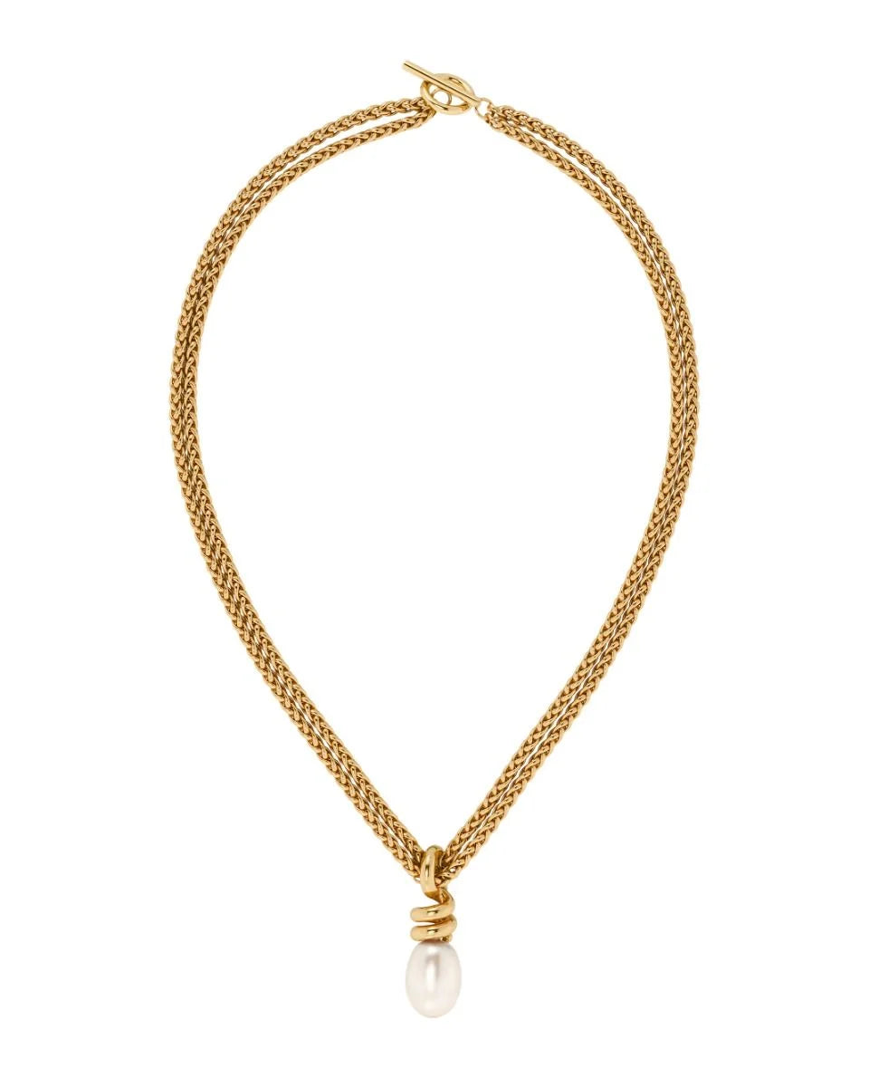 Edblad kaulakoru Swivel Necklace Pearl L, Gold pleated
