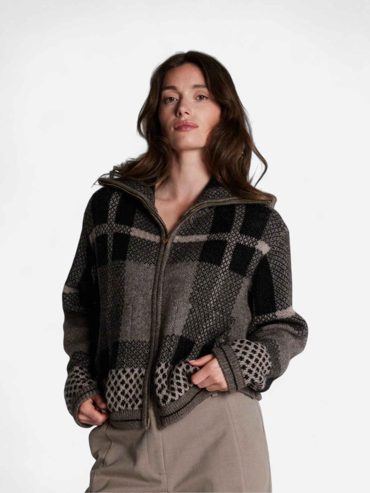 EMILY KNIT CARDIGAN RUSKEA RUUTU - Kekäle.fi