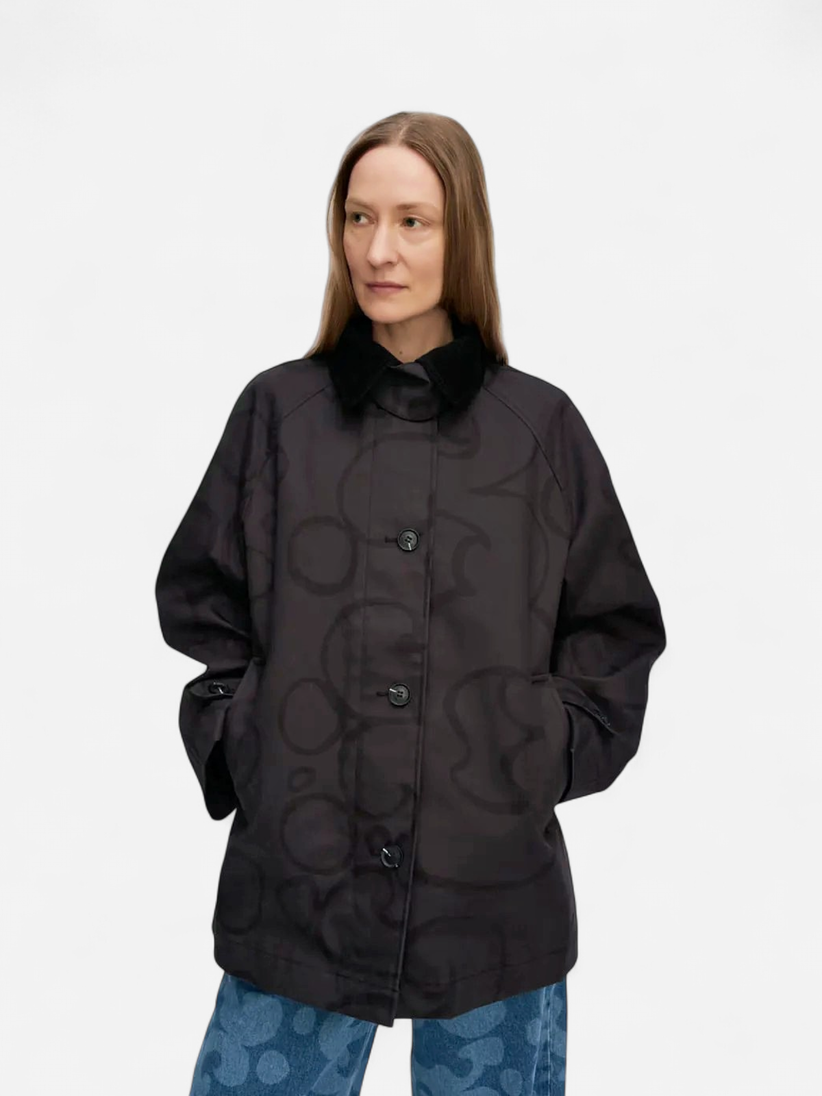 Marimekko naisten takki Essee Keidas Coat, musta kuosi - Kekäle.fi
