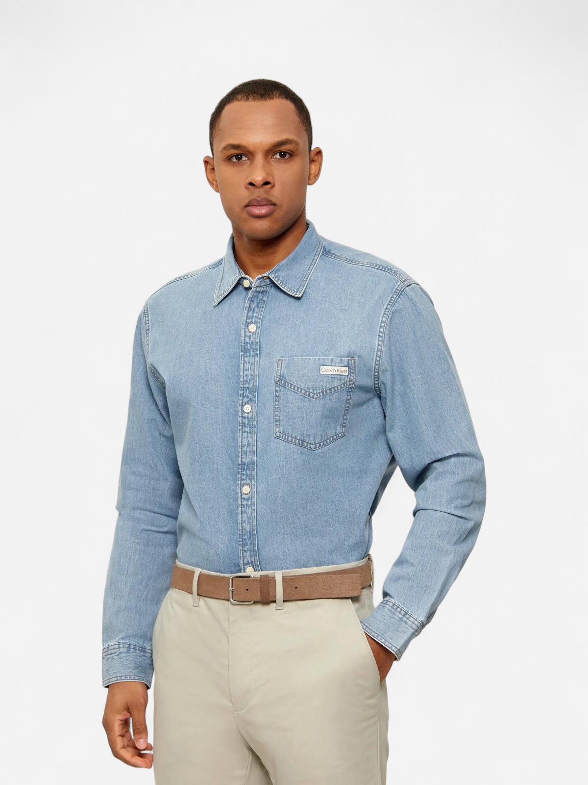 Calvin Klein Jeans miesten farkkupaita Essential Classic 205 LTBlue Denim Shirt, sininen indigo - Kekäle.fi