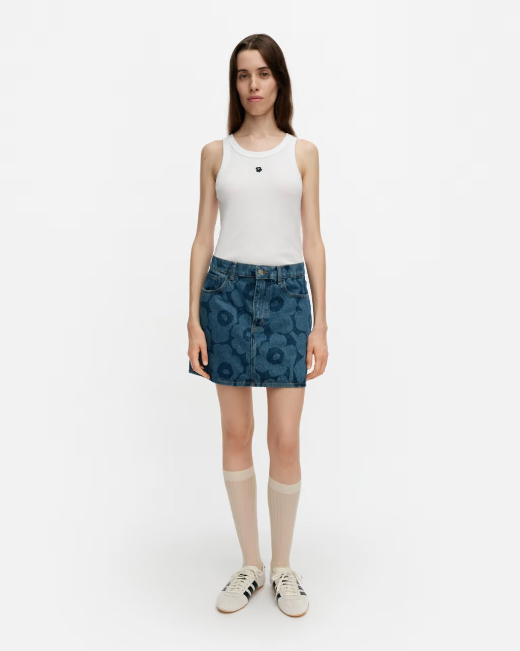 Marimekko farkkuhame Maridenim Ruudut Unikko, sininen kuosi