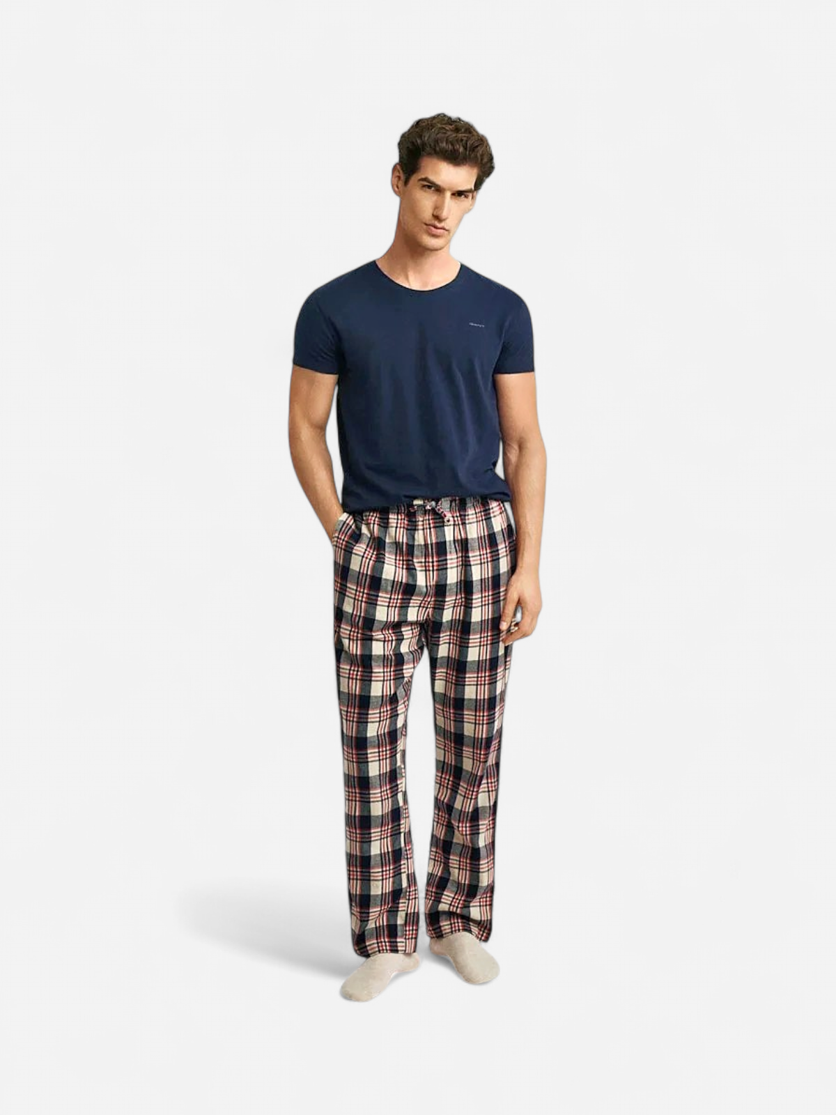 Gant miesten pyjamahousut Flannel Pant, punainen ruutu - Kekäle.fi