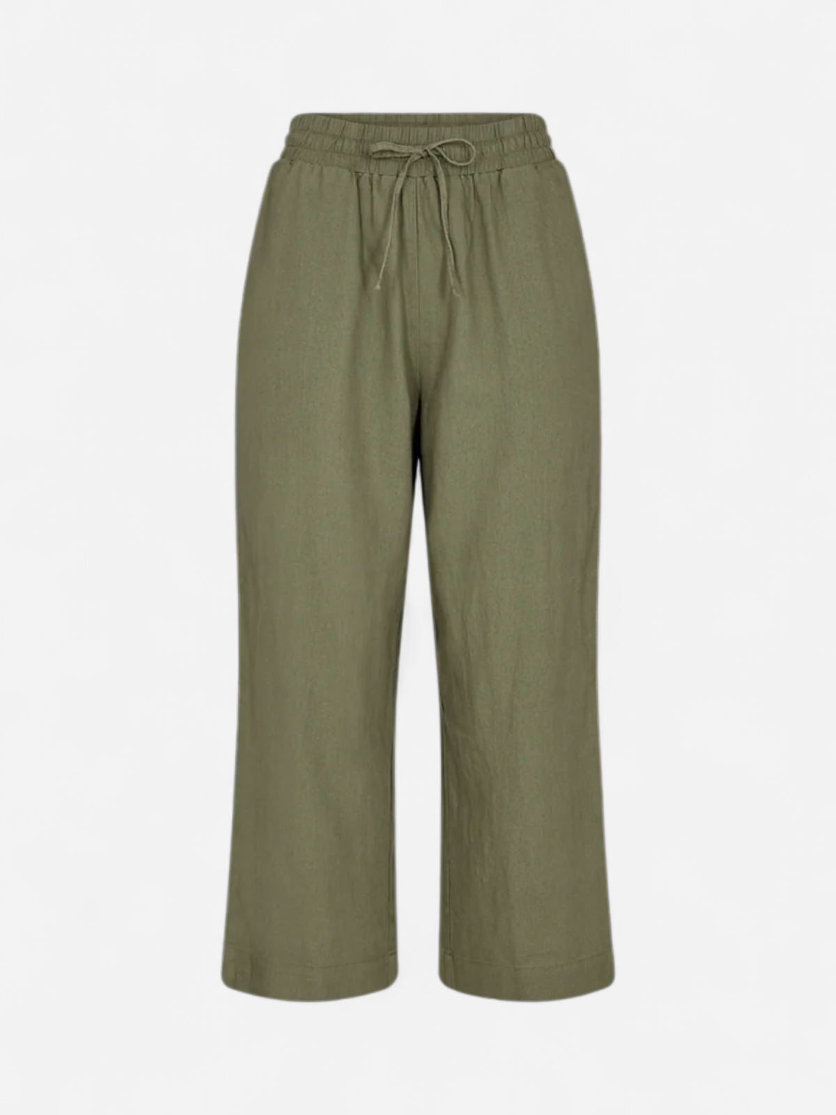 Freequent Naisten housut LA PANT 7/8 LINEN Armeijanvihreä - Kekäle.fi