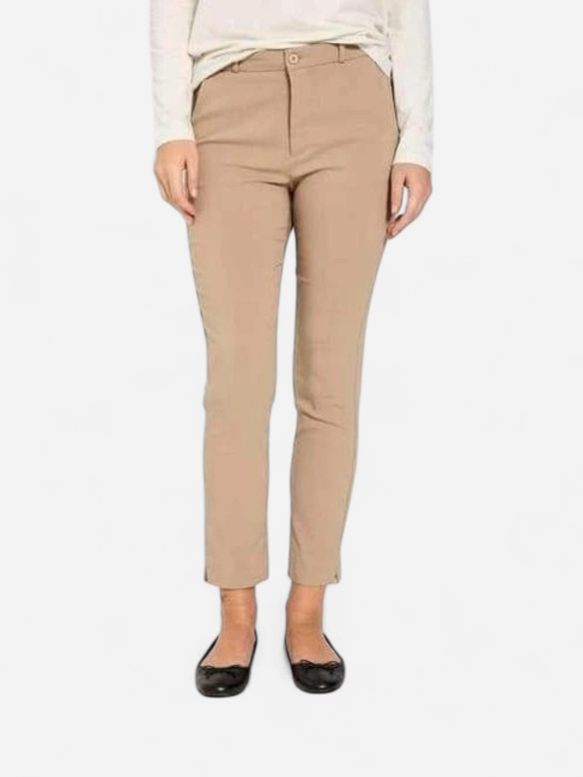 Freequent Naisten Housut, SOLVEJ ANKLE PANT Vaalea Beige - Kekäle.fi