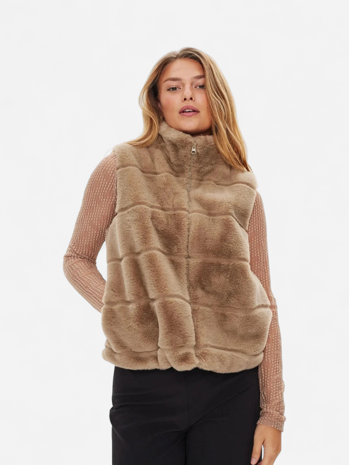 Freequent Naisten Liivi, FOXY VEST Vaalea Beige - Kekäle.fi