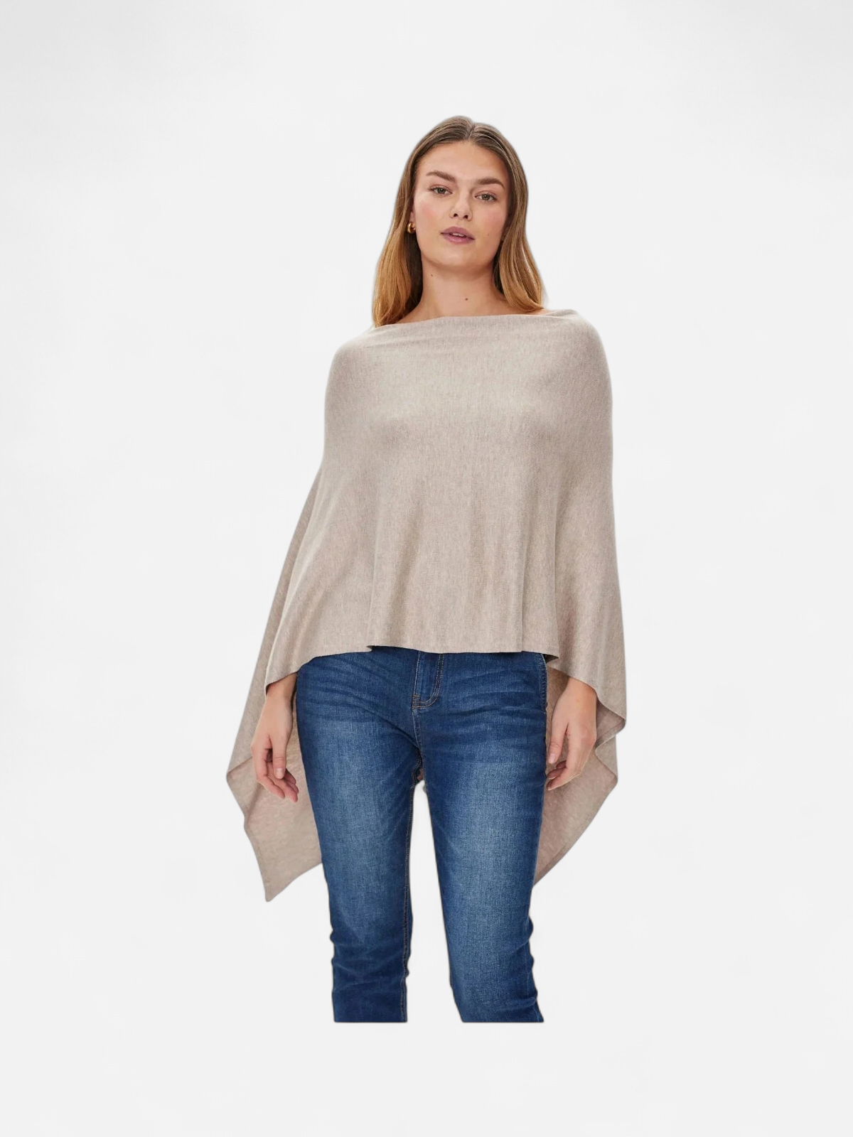 Freequent  Naisten Neuleponcho, Claudisse S Cape Beige - Kekäle.fi