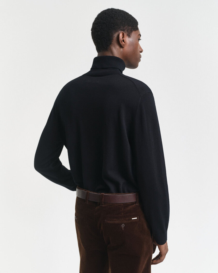Gant miesten neulepusero Extrafine Merino Wool Turtleneck, musta