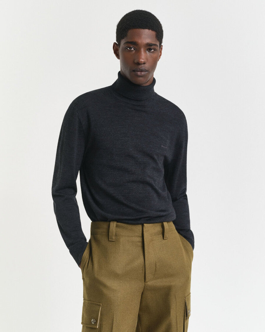 Gant miesten neulepusero Extrafine Merino Wool Turtleneck, harmaa