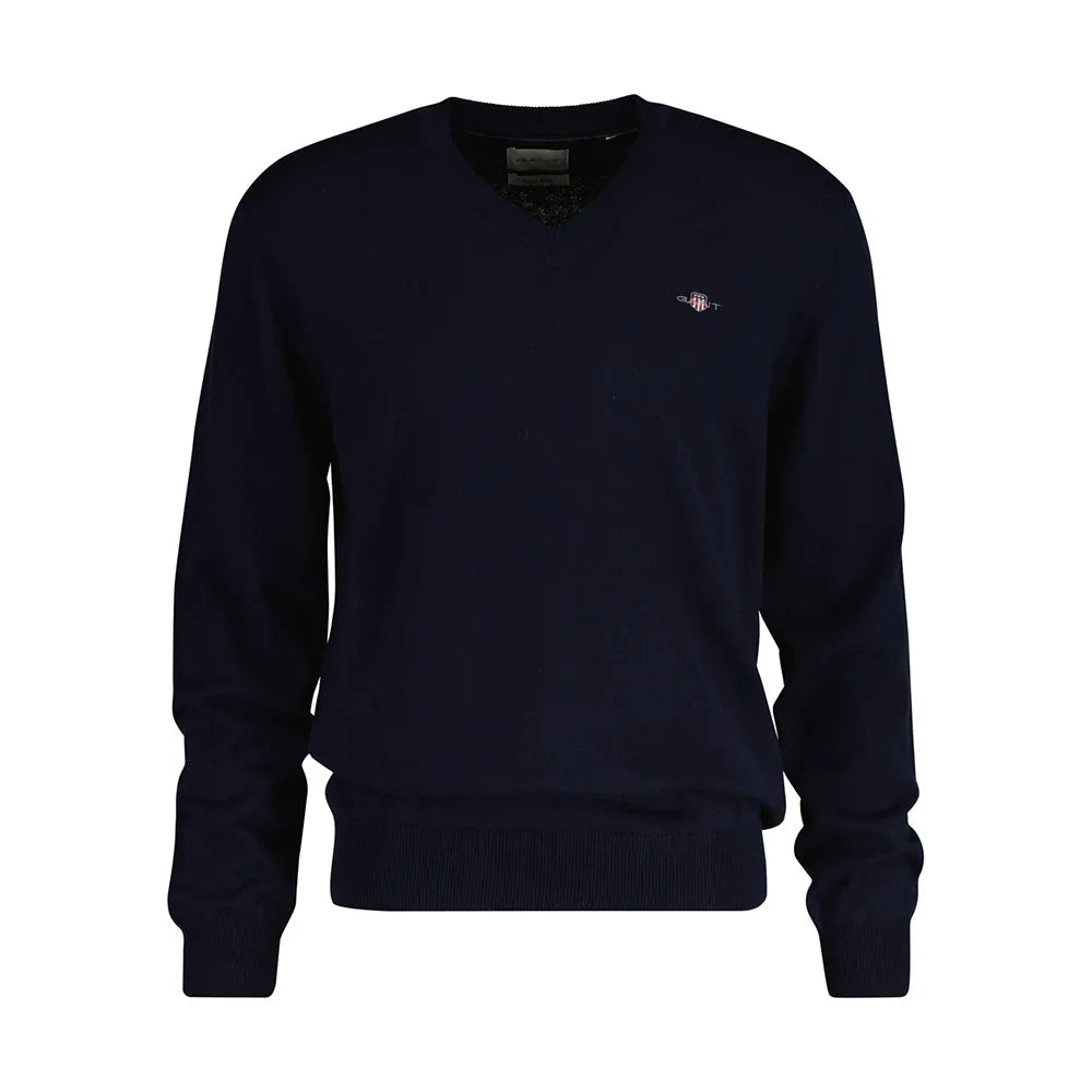 Gant miesten neulepusero K CTN/WO V-NECK, tummansininen