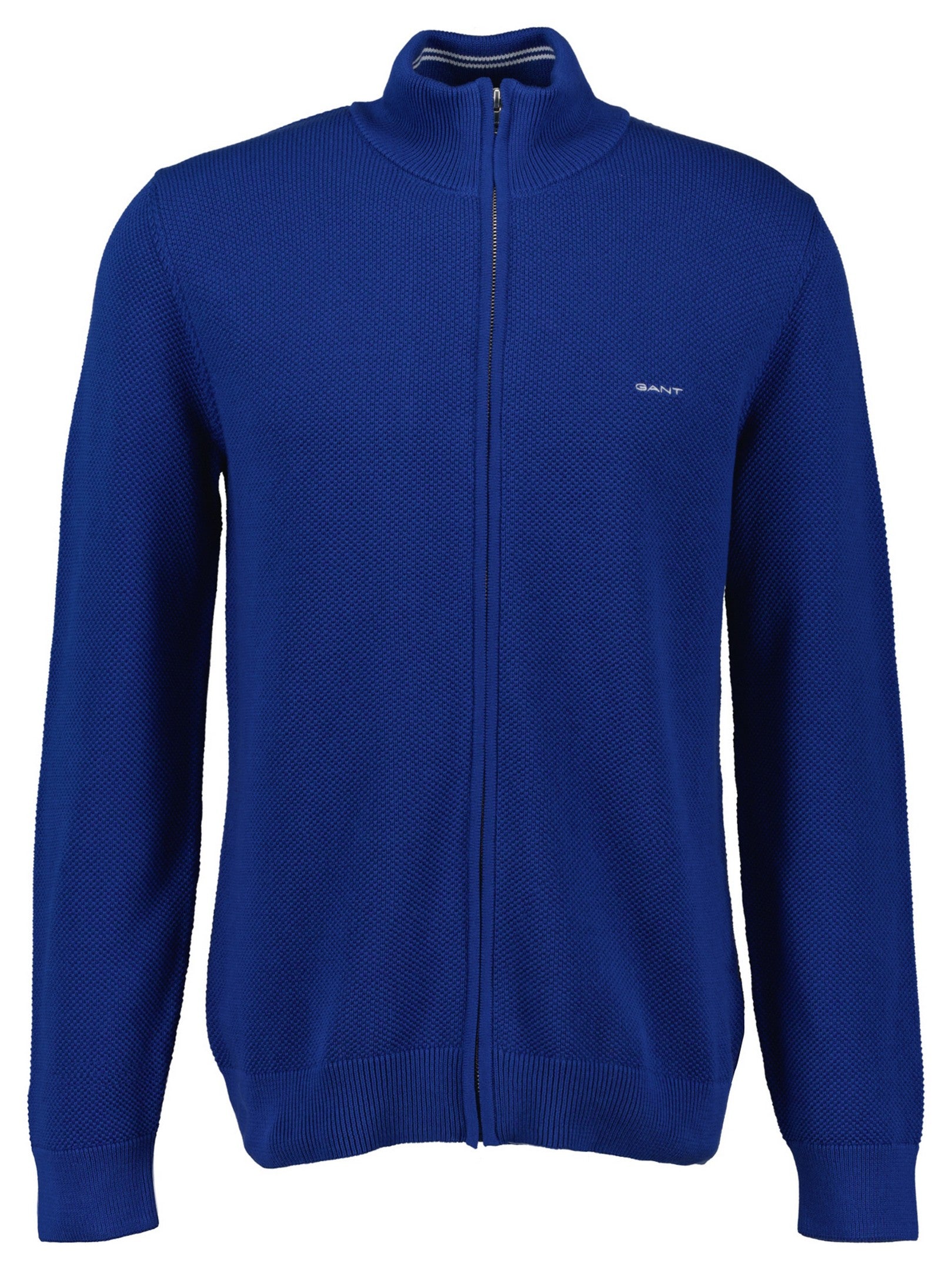 Gant miesten neuletakki K Cotton Pique Zip Cardigan, sininen