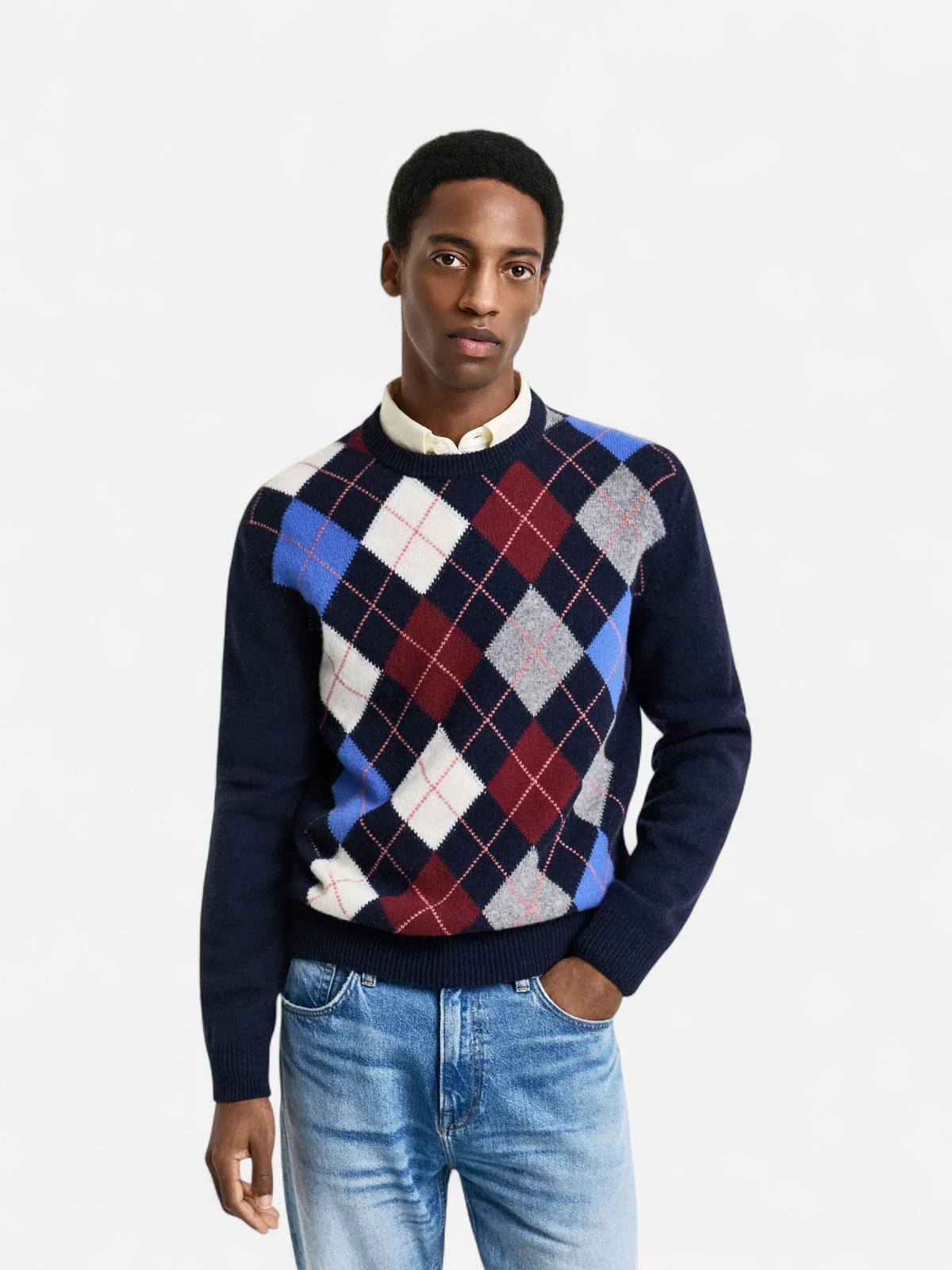 Gant miesten neule, ARGYLE C-NECK Sininen Kuosi - Kekäle.fi