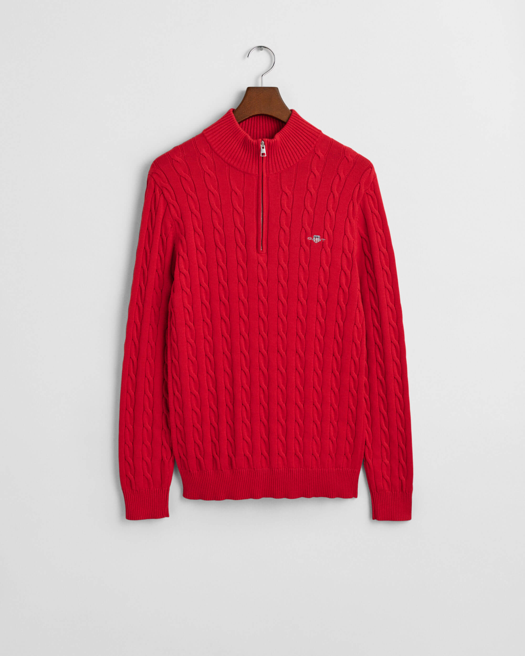gant-miesten-neule-cotton-cable-half-zip-punainen-3