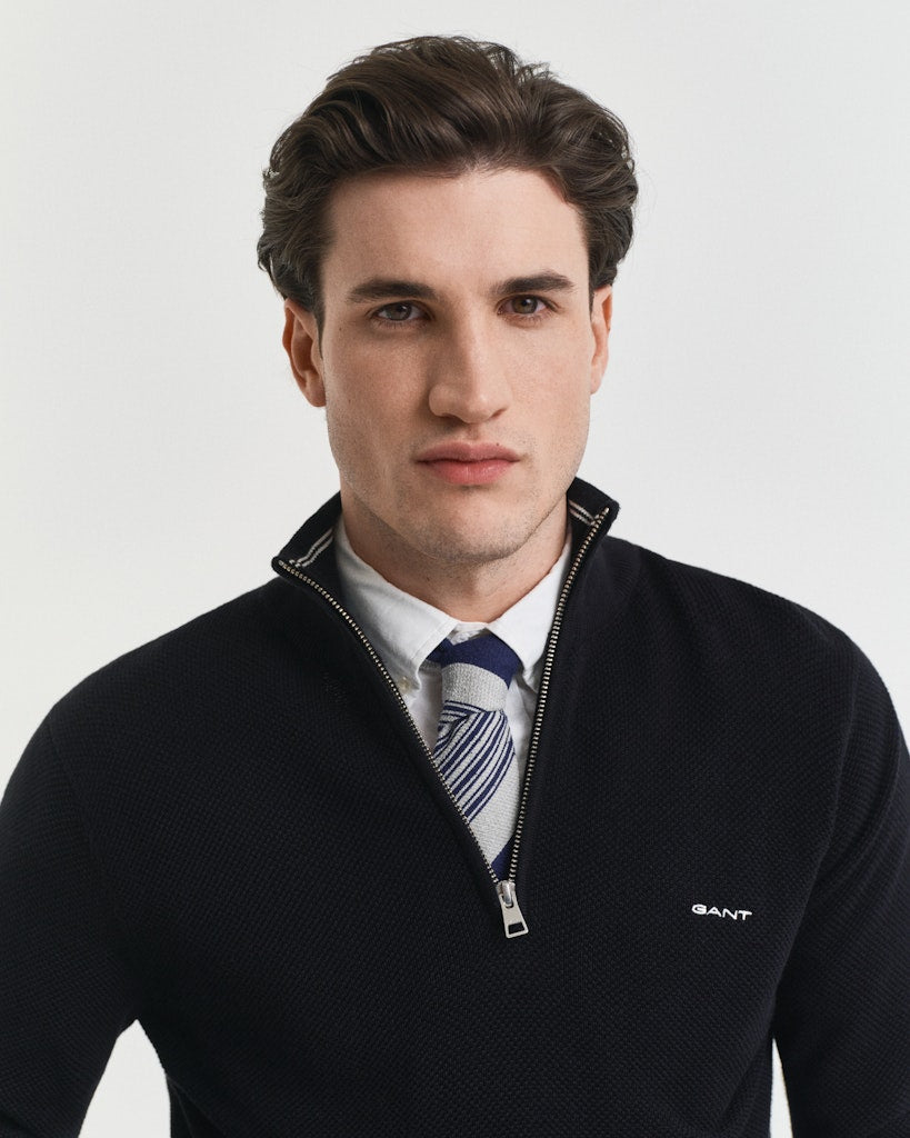 gant-miesten-neule-cotton-pique-half-zip-musta-3