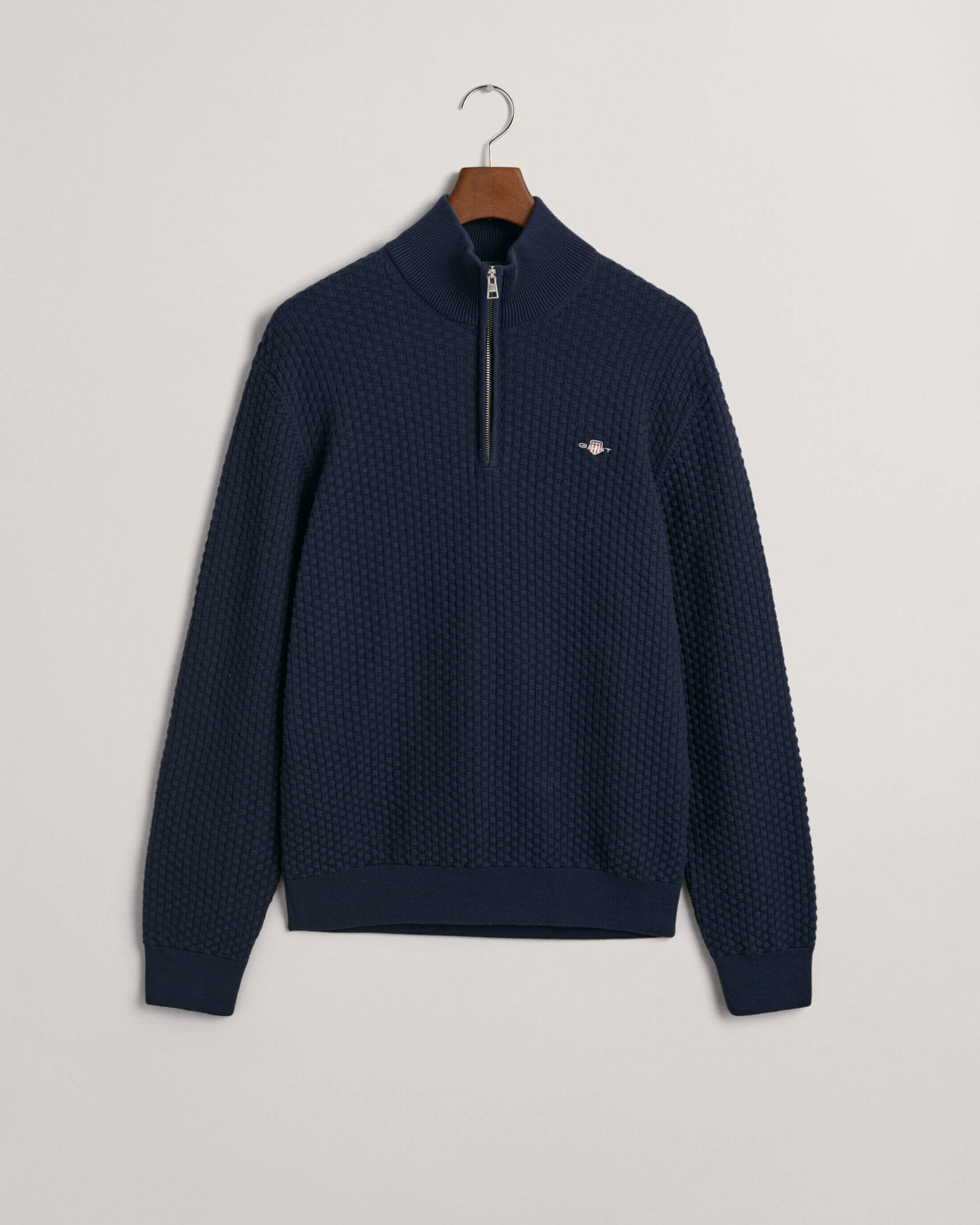 gant-miesten-neule-cotton-texture-half-zip-tummansininen-3