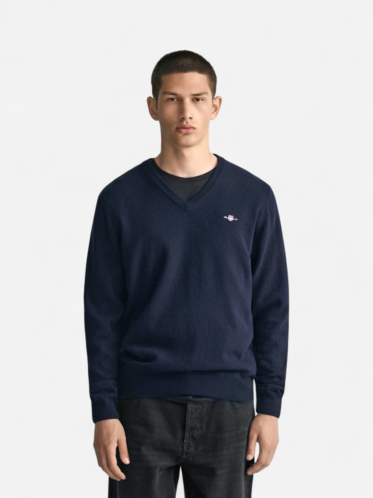 Gant miesten neule, SUPERFINE LAMBSWOOL V-NECK Tummansininen - Kekäle.fi