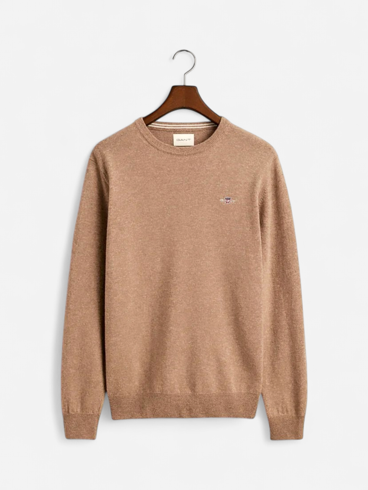 Gant Miesten Neulepaita, SUPERFINE LAMBSWOOL C-NECK Beige - Kekäle.fi