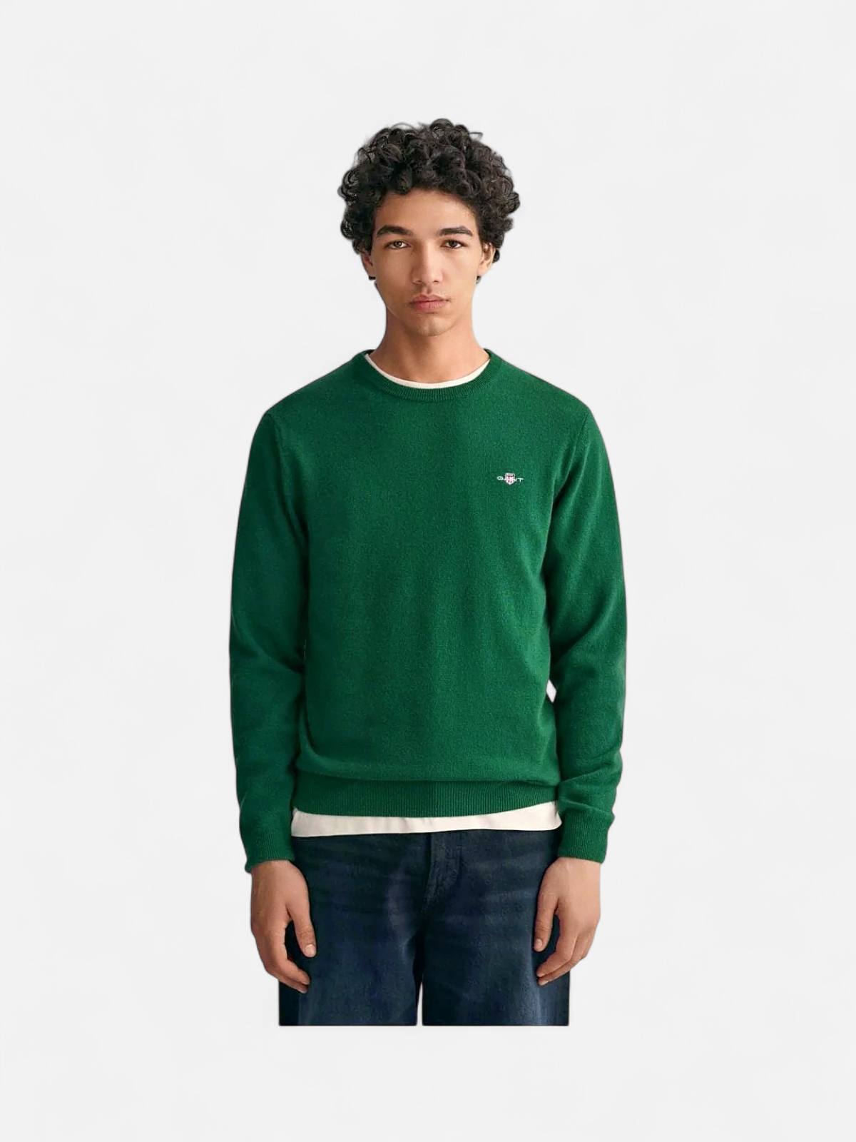 Gant Miesten Neulepaita, SUPERFINE LAMBSWOOL C-NECK Vihreä - Kekäle.fi