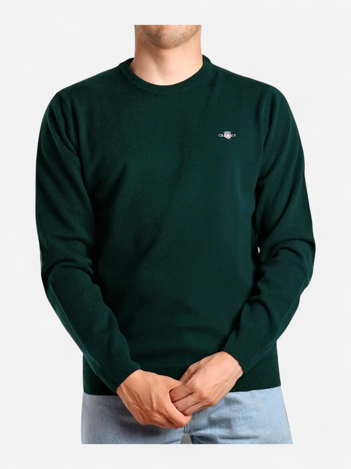Gant Miesten Neulepaita, SUPERFINE LAMBSWOOL C-NECK Vihreä - Kekäle.fi