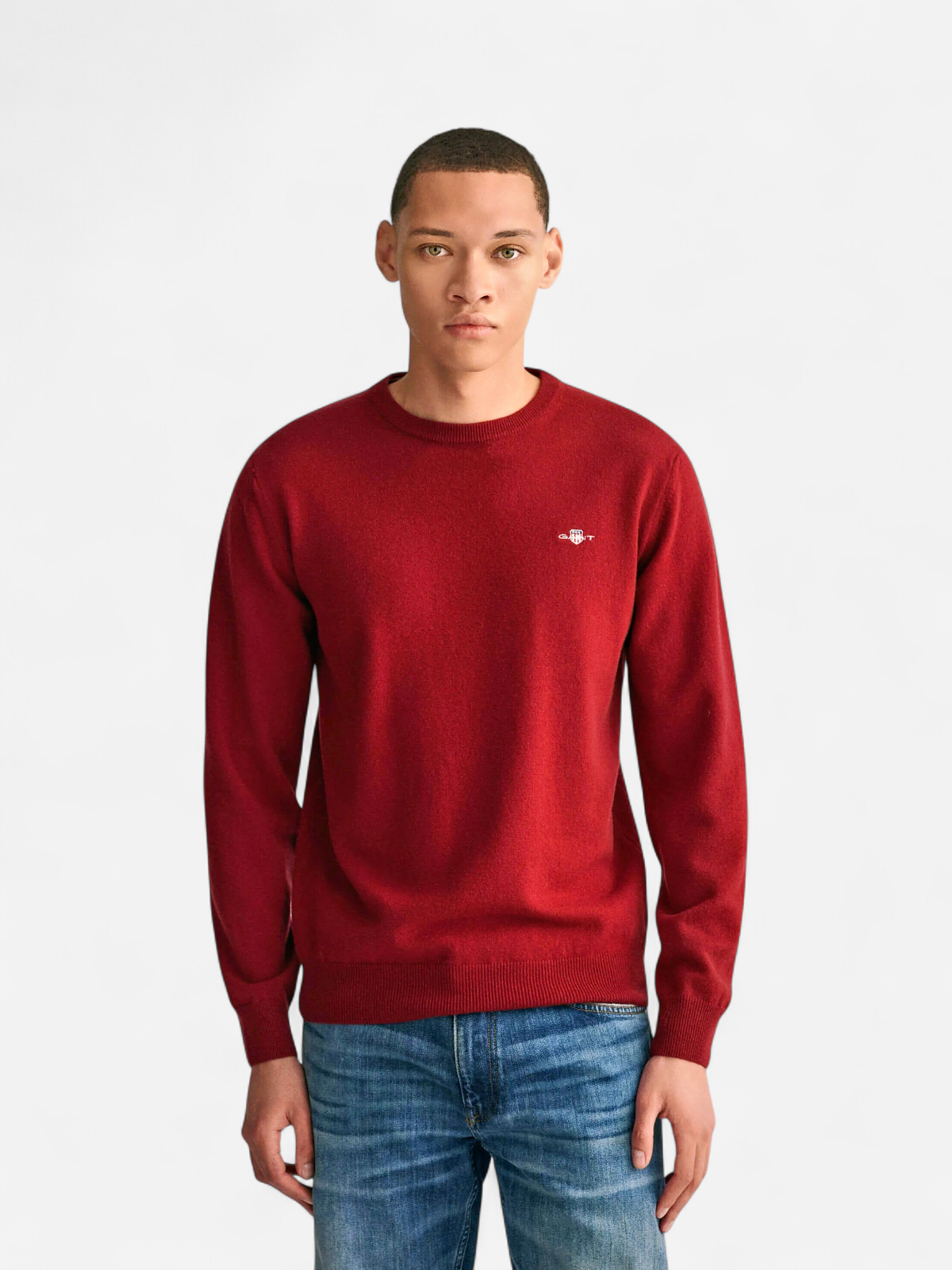 Gant Miesten Neulepaita, SUPERFINE LAMBSWOOL C-NECK Viininpunainen - Kekäle.fi