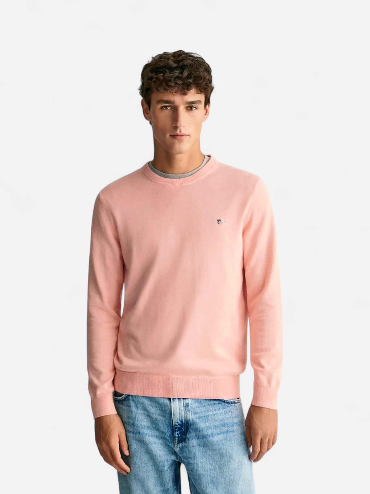 Gant Miesten Neulepusero, CLASSIC COTTON C-NECK Pinkki - Kekäle.fi