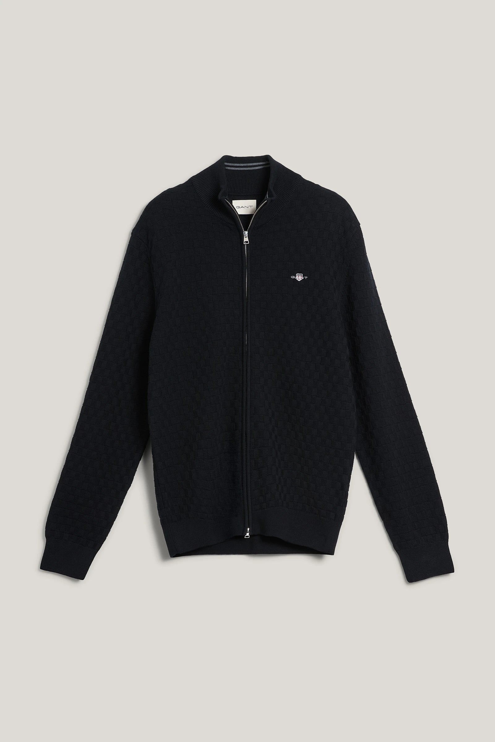 gant-miesten-neuletakki-micro-texture-full-zip-musta-1