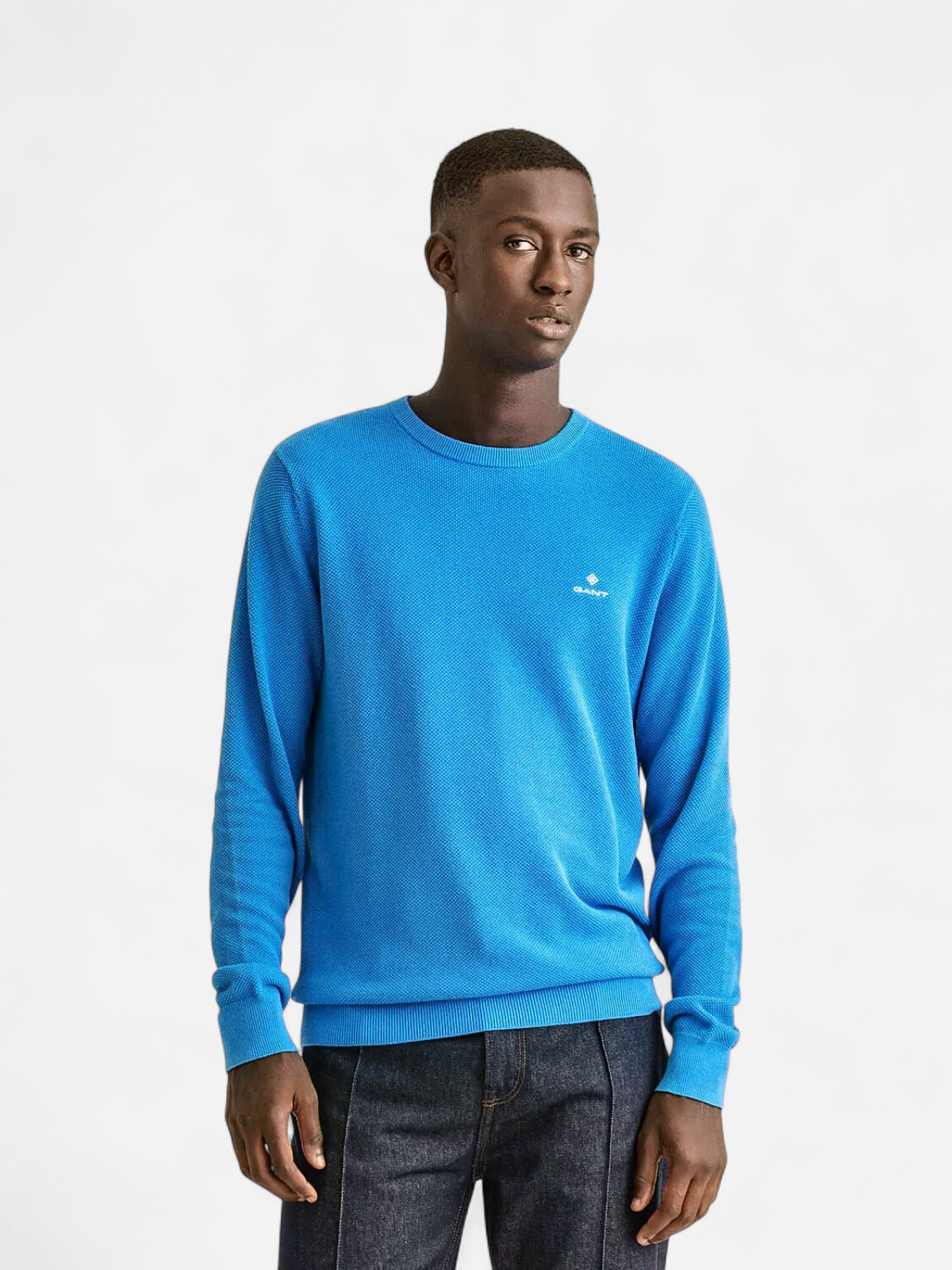 Gant Miesten Puuvillaneule, Cotton Pikee Crew Sininen - Kekäle.fi