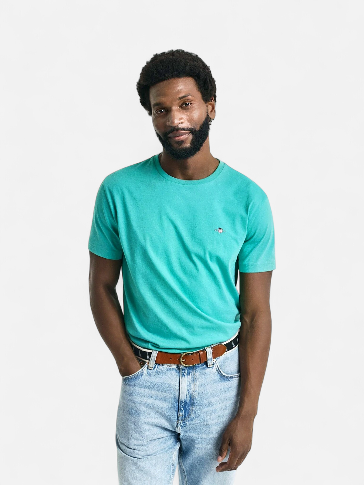 Gant miesten t-paita, REG SHIELD SS T-SHIRT Turkoosinsininen - Kekäle.fi