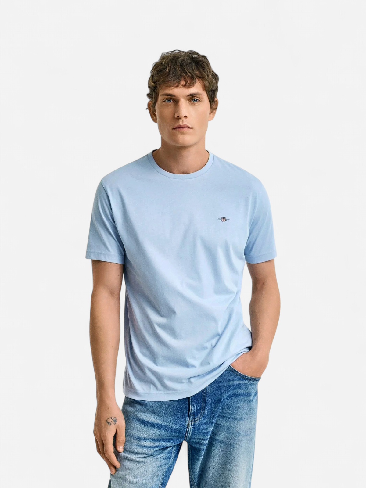 Gant miesten t-paita, REG SHIELD SS T-SHIRT Vaaleansininen - Kekäle.fi