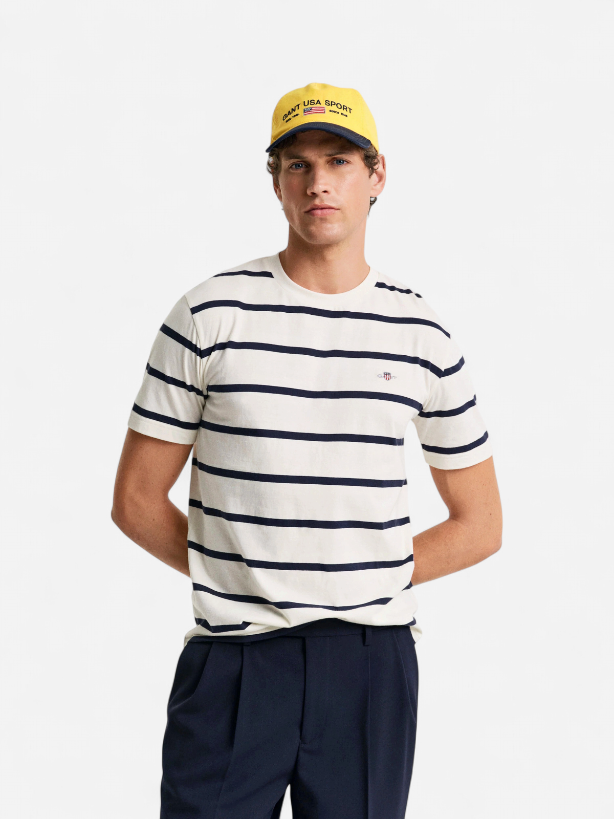 Gant miesten t-paita, STRIPED T-SHIRT Raidallinen Valkoinen - Kekäle.fi