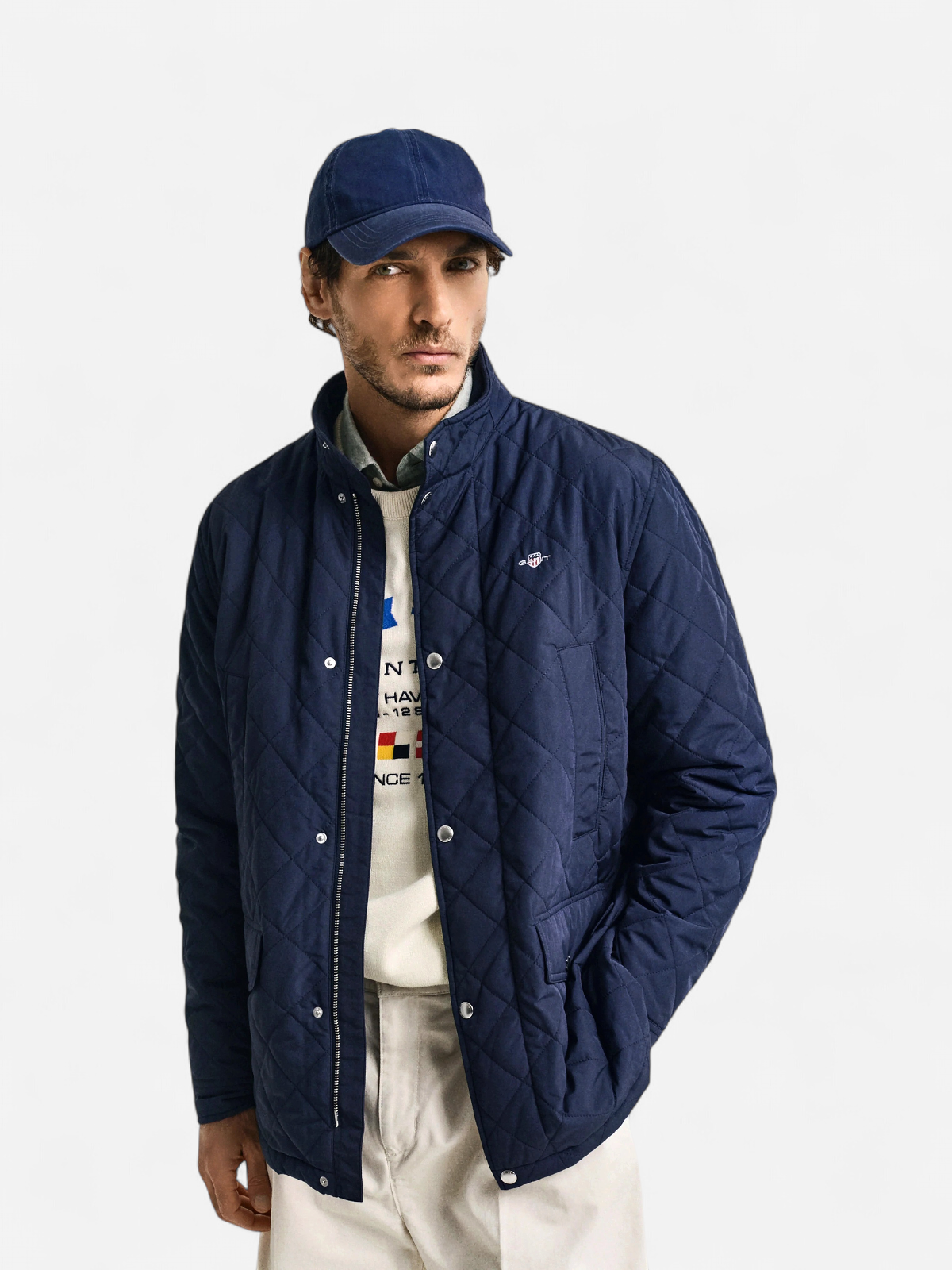 Gant miesten tikkitakki, QUILTED WINDCHEATER MID JACKET Tummansininen - Kekäle.fi
