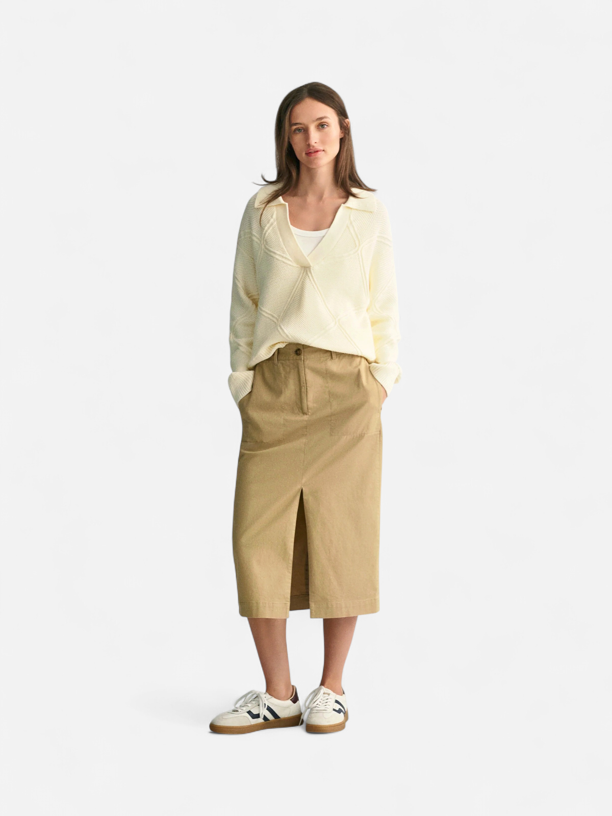 Gant naisten hame, CHINO SLIT SKIRT Vaalea Beige - Kekäle.fi