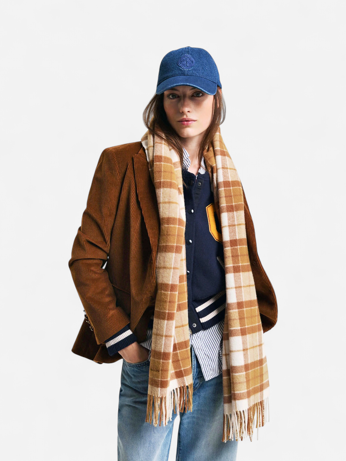 Gant Naisten Huivi, CHECKED WOOL SCARF Beige Ruutu - Kekäle.fi