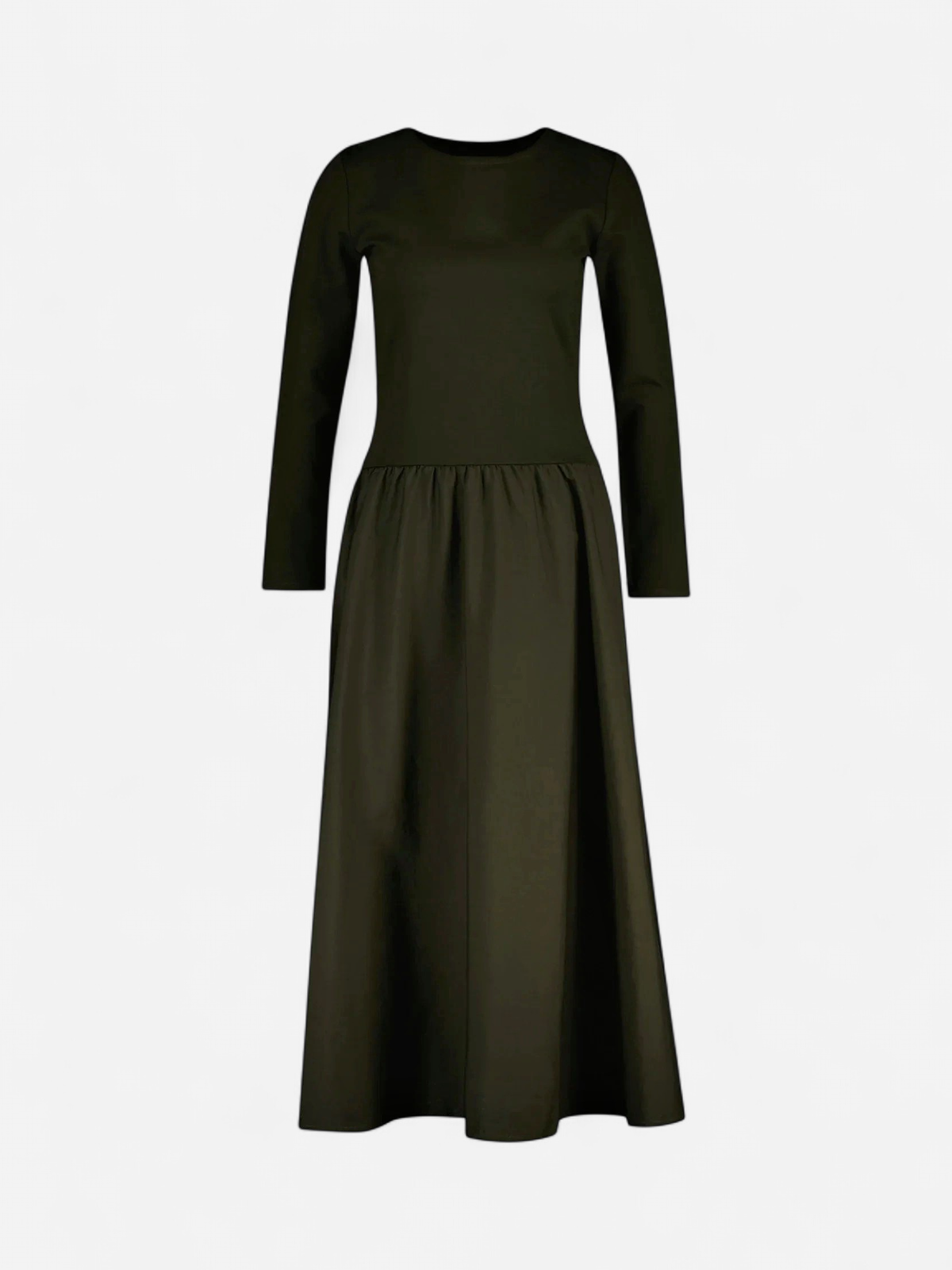 Gant naisten mekko, MIDI JERSEY WOVEN COMBO LS DRESS Armeijanvihreä - Kekäle.fi
