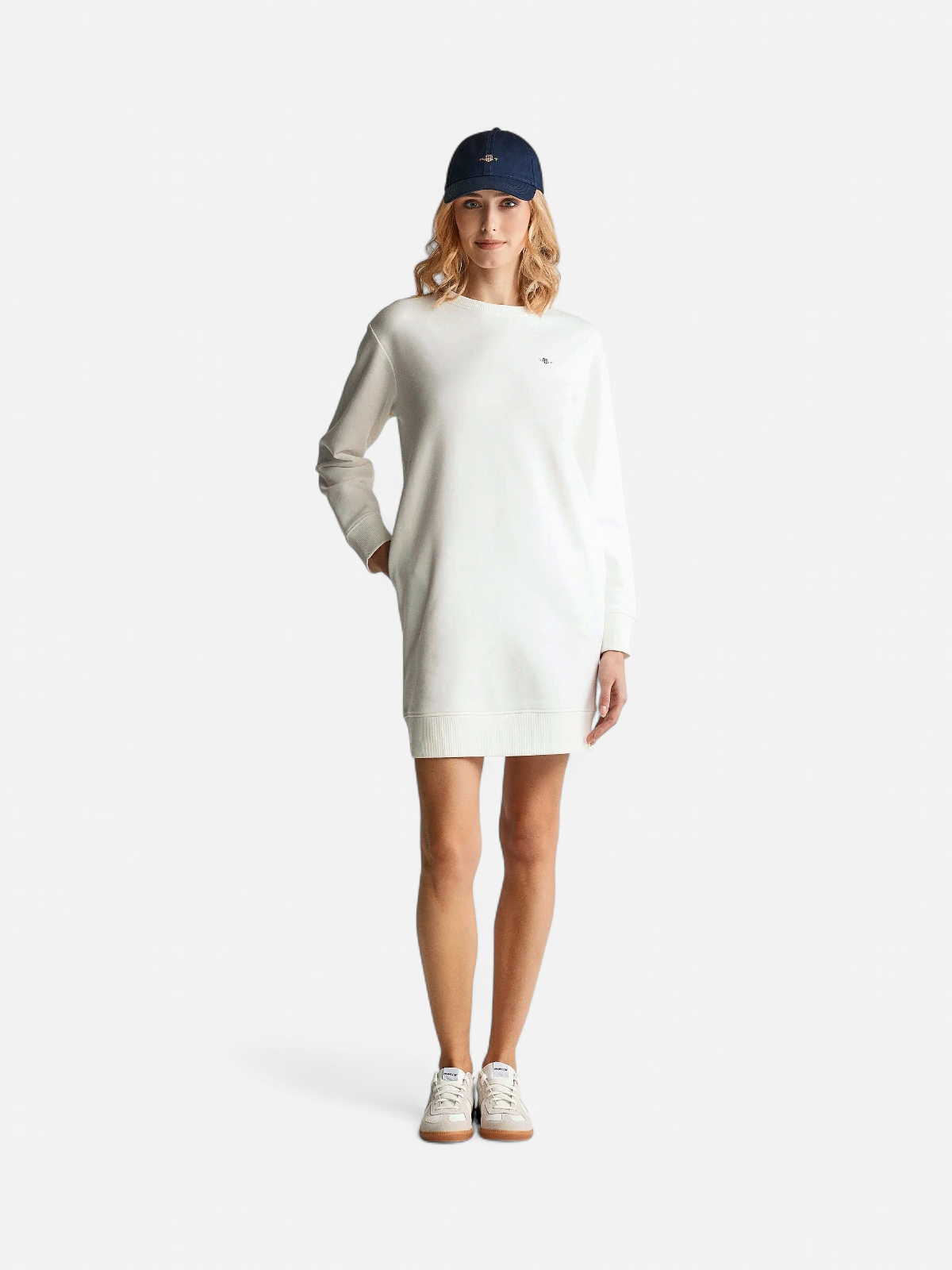 Gant Naisten Mekko, SHIELD C-NECK SWEAT DRESS Luonnonvalkoinen - Kekäle.fi