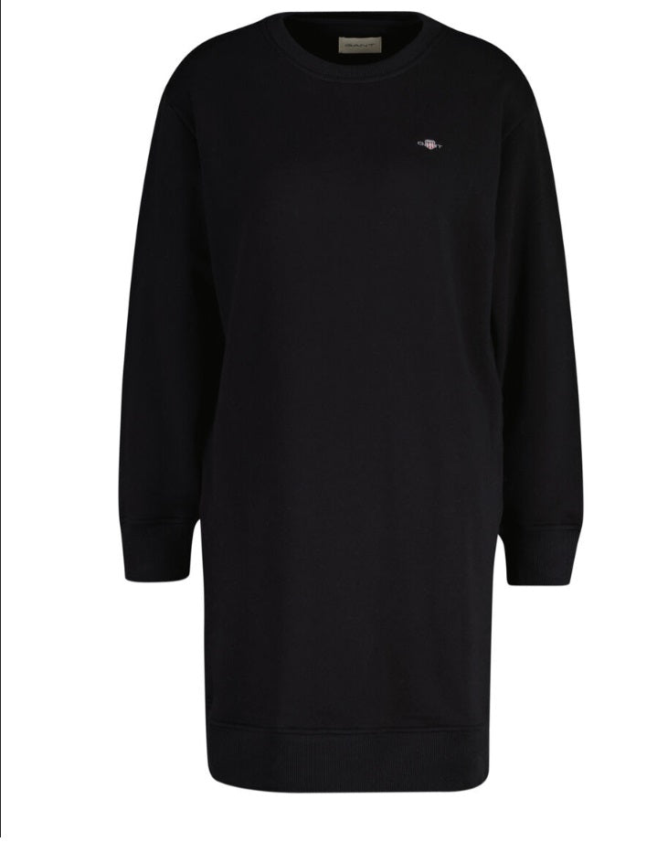 gant-naisten-mekko-shield-c-neck-sweat-dress-musta-1