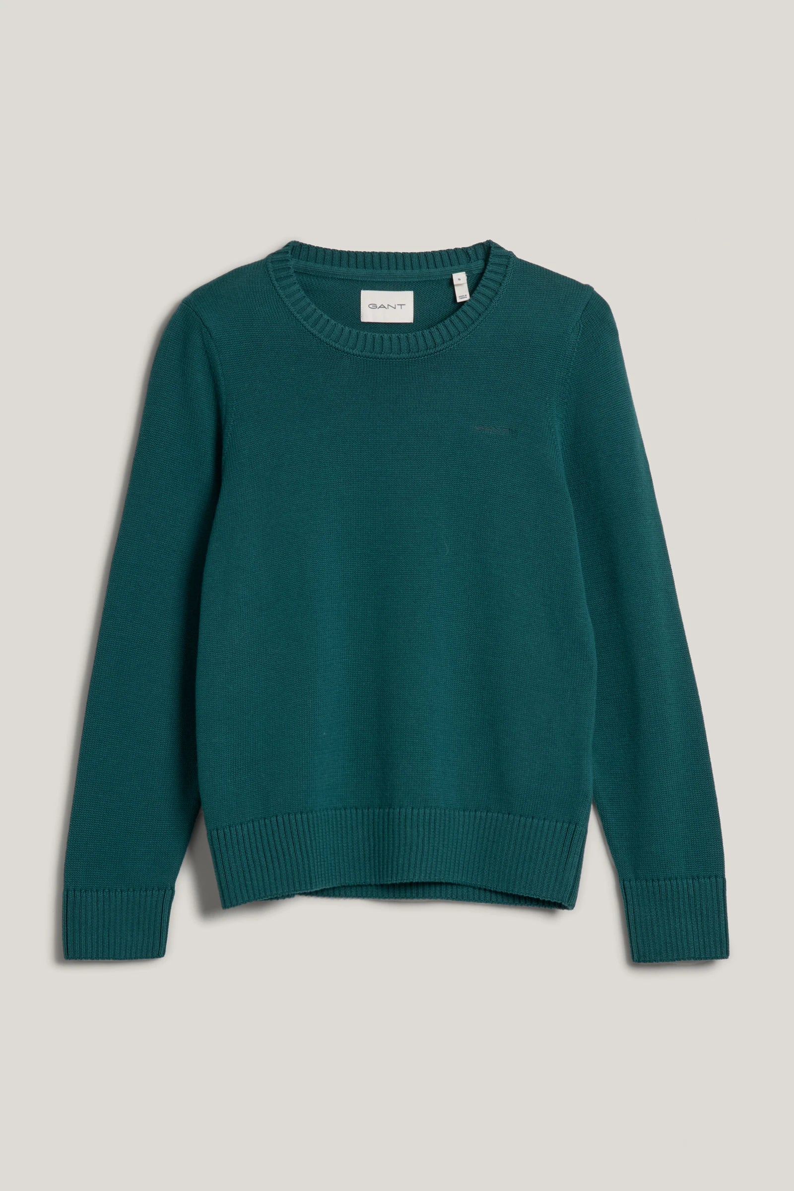 gant-naisten-neule-classic-cotton-c-neck-tummanvihrea-3