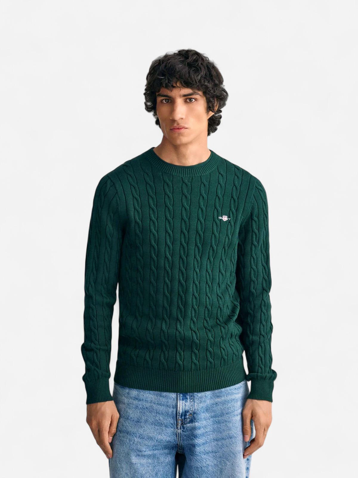 Gant neule, COTTON CABLE Armeijanvihreä - Kekäle.fi