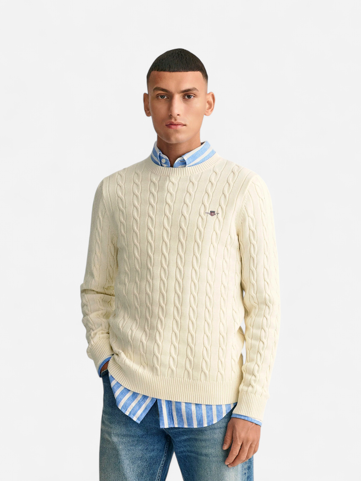 Gant neule, COTTON CABLE Luonnonvalkoinen - Kekäle.fi