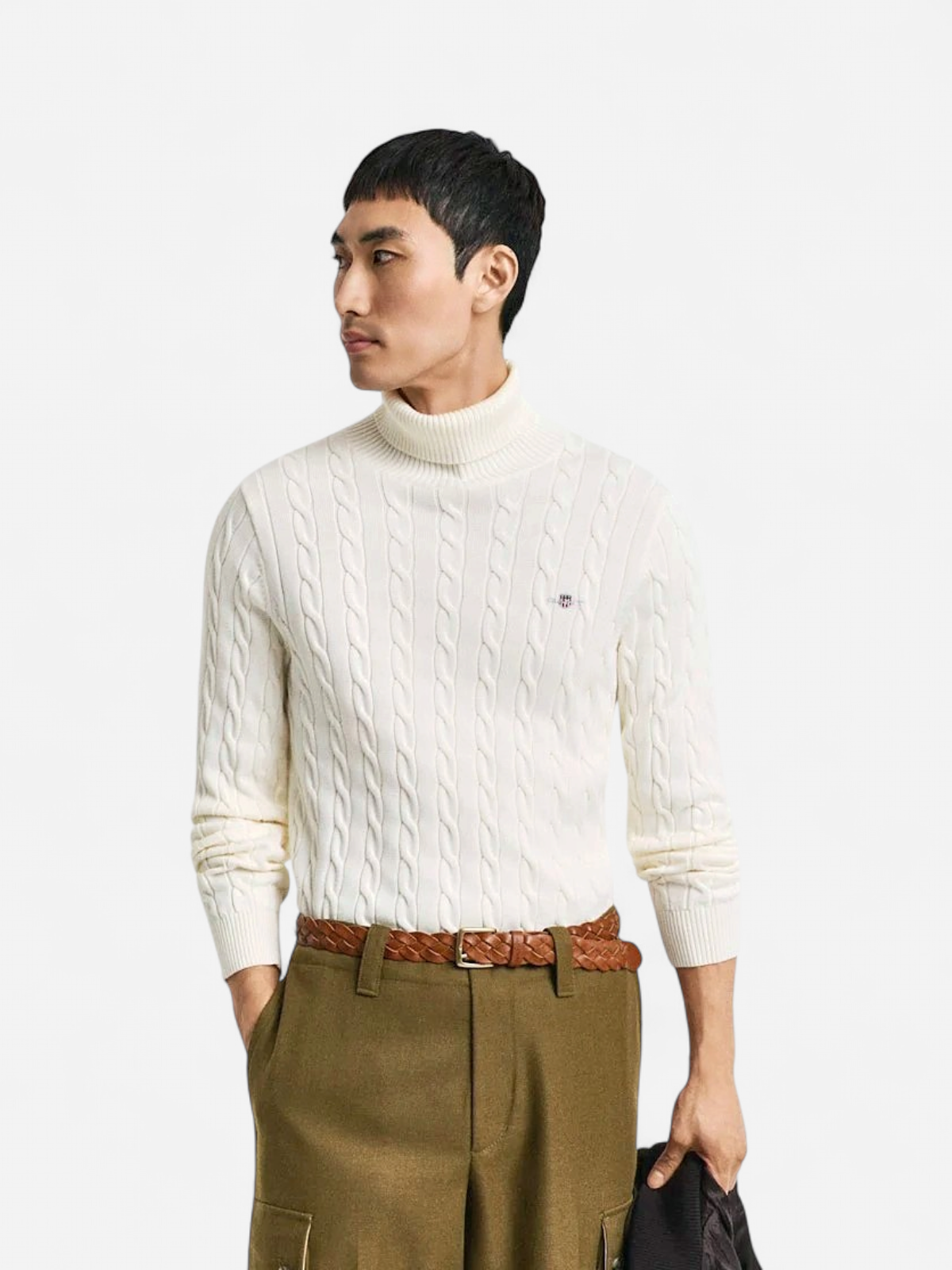 Gant neule, COTTON CABLE TURTLE NECK Luonnonvalkoinen - Kekäle.fi