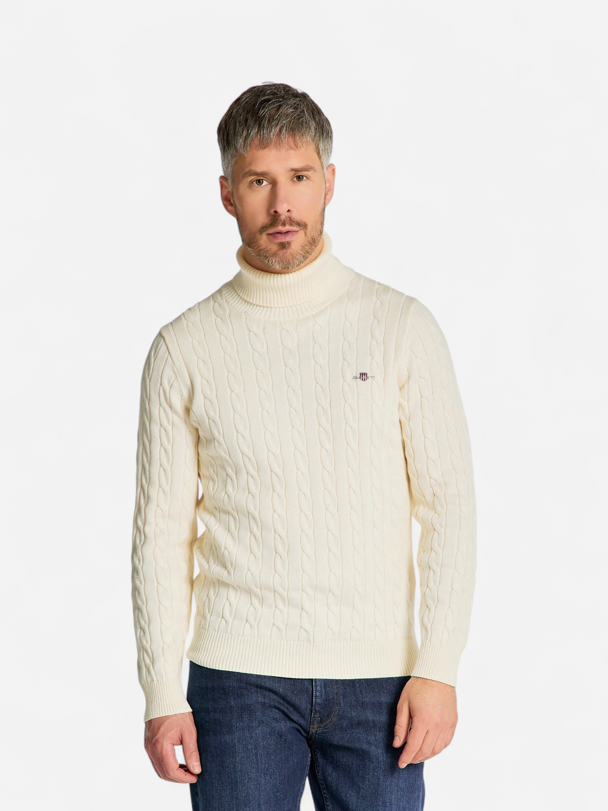 Gant neule, COTTON CABLE TURTLE NECK Valkoinen - Kekäle.fi