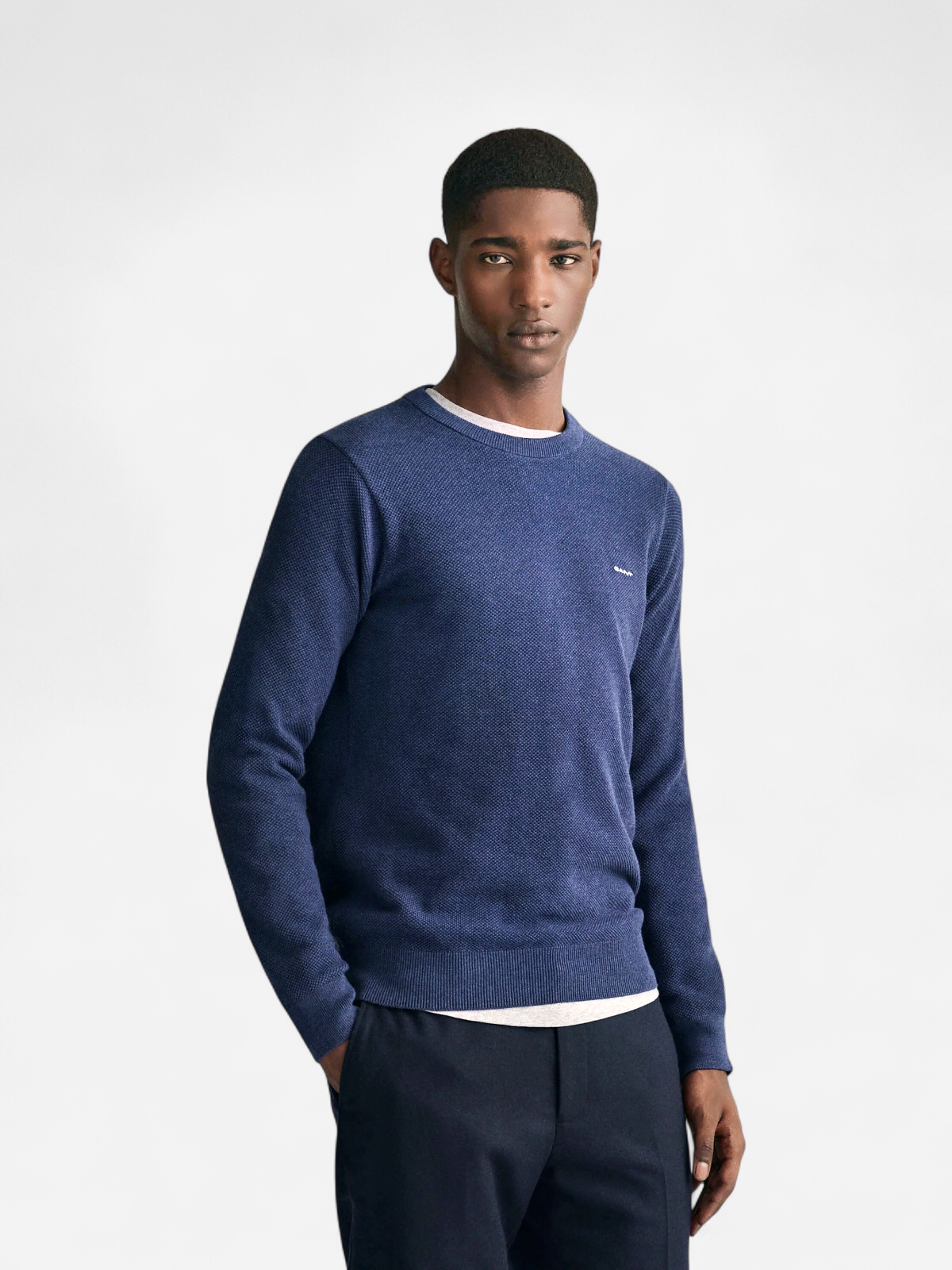 Gant neule, COTTON PIQUE C-NECK Indigo - Kekäle.fi